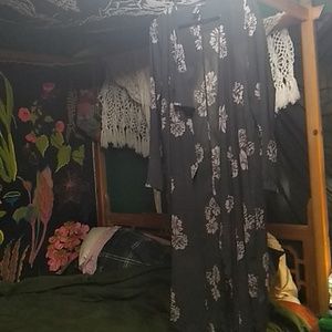 Forever 21 floral gypsy kimono.  Black and white.